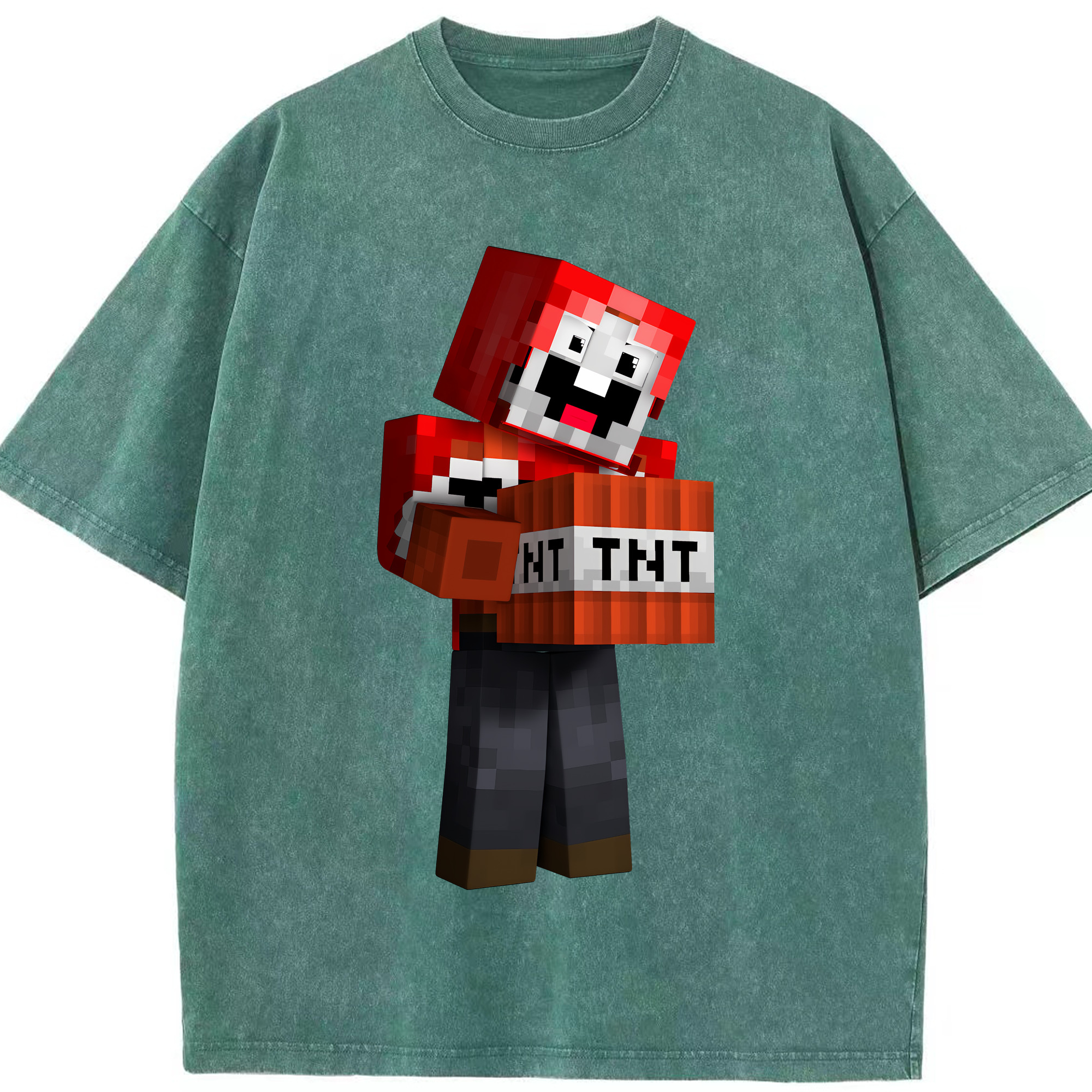 （画像用） マインクラフト ブロックの世界 Minecraft MC Block world 綿100% ヴィンテージ風 半袖Tシャツ（フロントプリント）